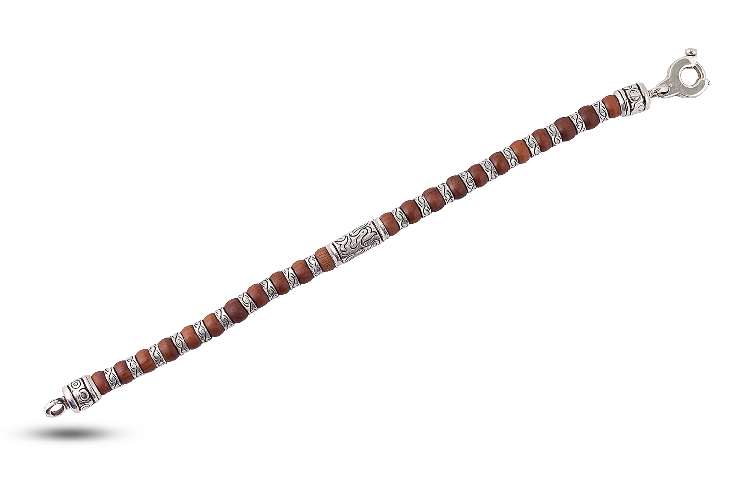Bracelet wood and silver 5 mm