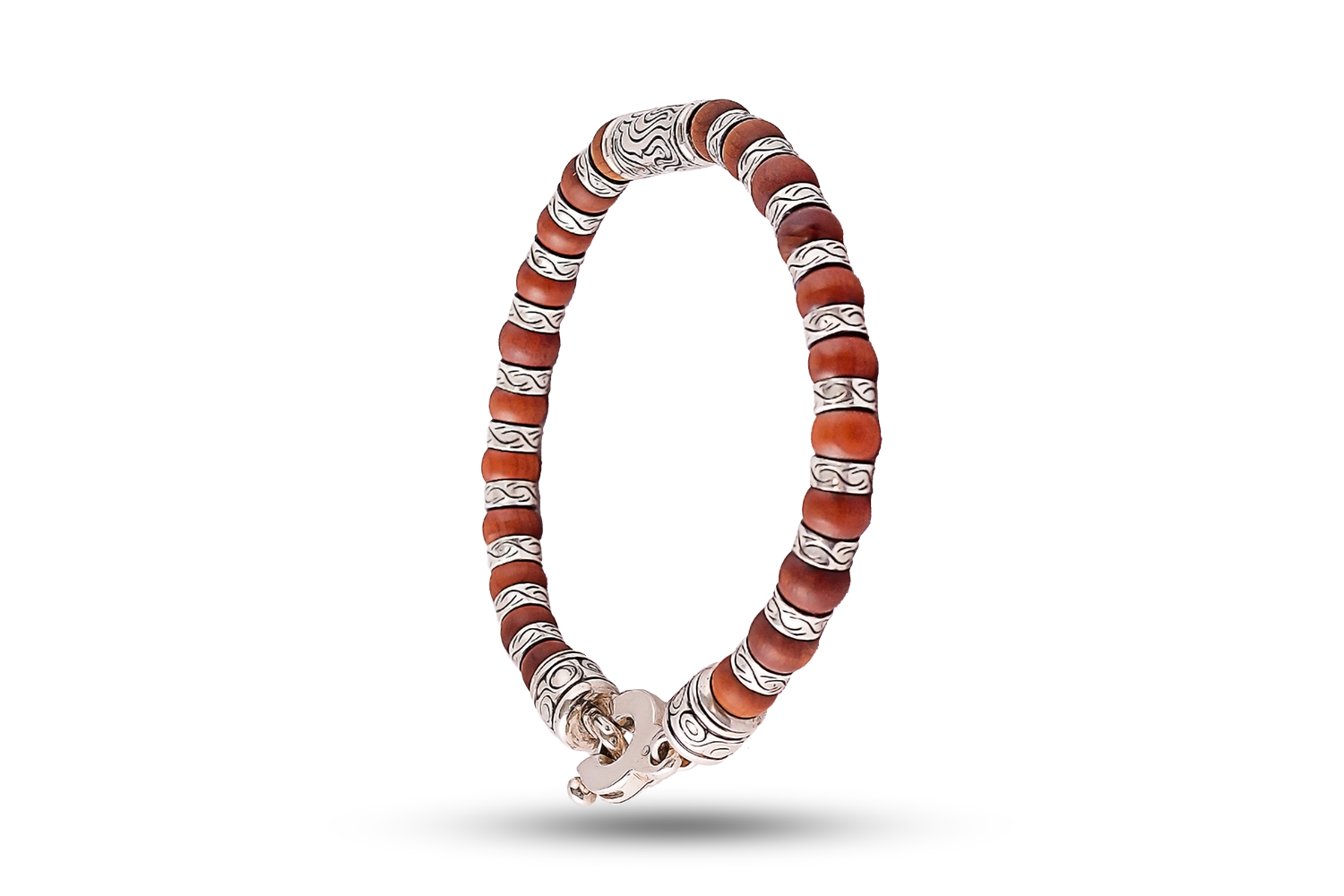 Bracelet wood and silver 5 mm