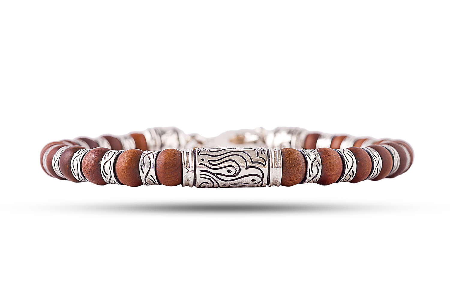 Bracelet wood and silver 5 mm