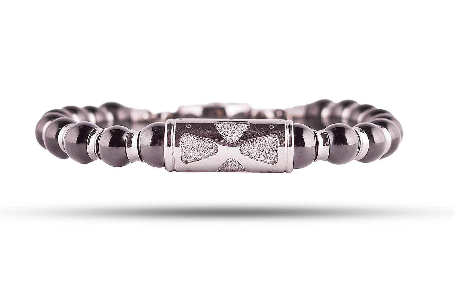 Bracelet in jet and silver 6 mm