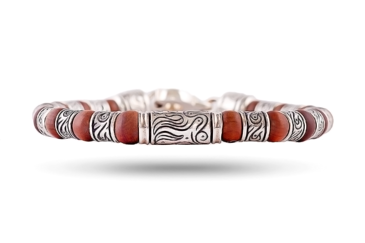 Bracelet wood and silver 6mm