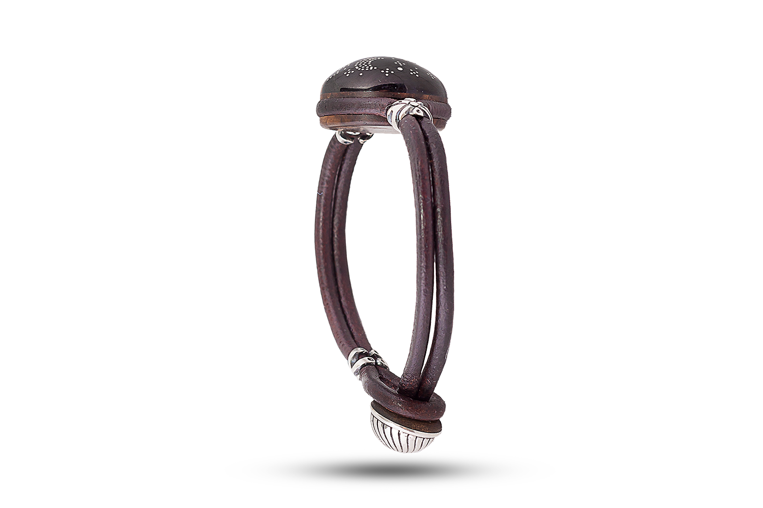 Bracelet in silver, jet and wood