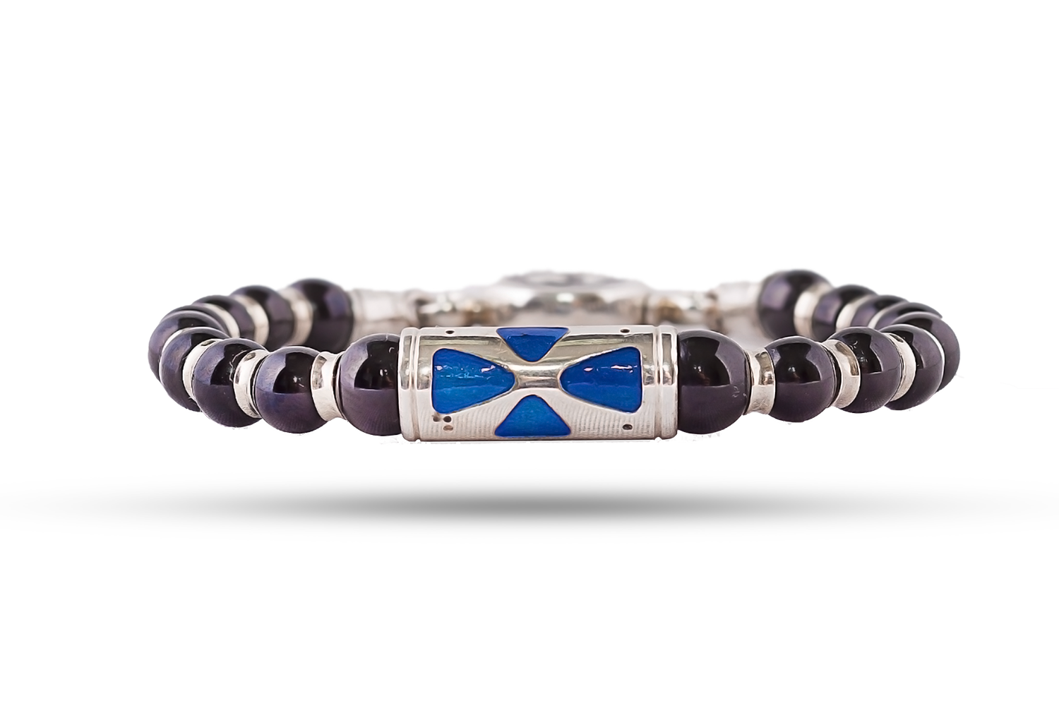 Bracelet in jet and silver 6 mm