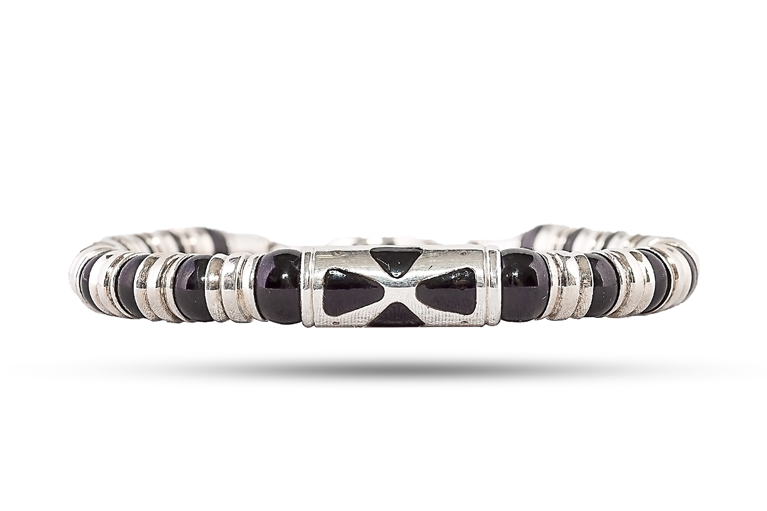 Bracelet in jet and silver 6 mm