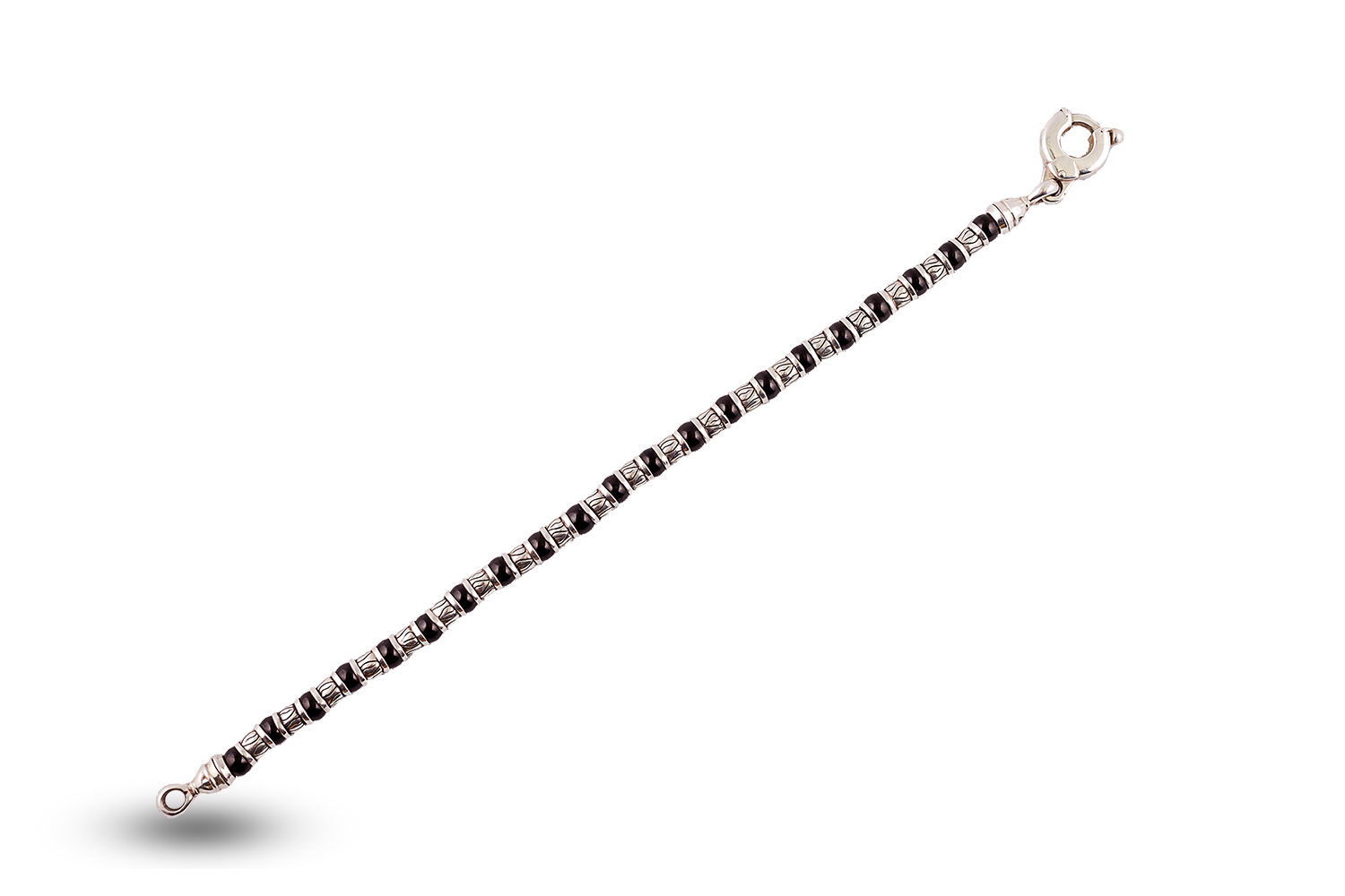 Bracelet in jet and silver 4 mm