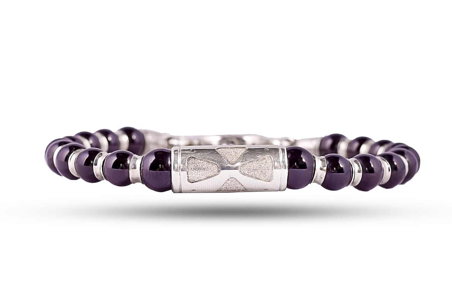 Bracelet in jet and silver 6 mm